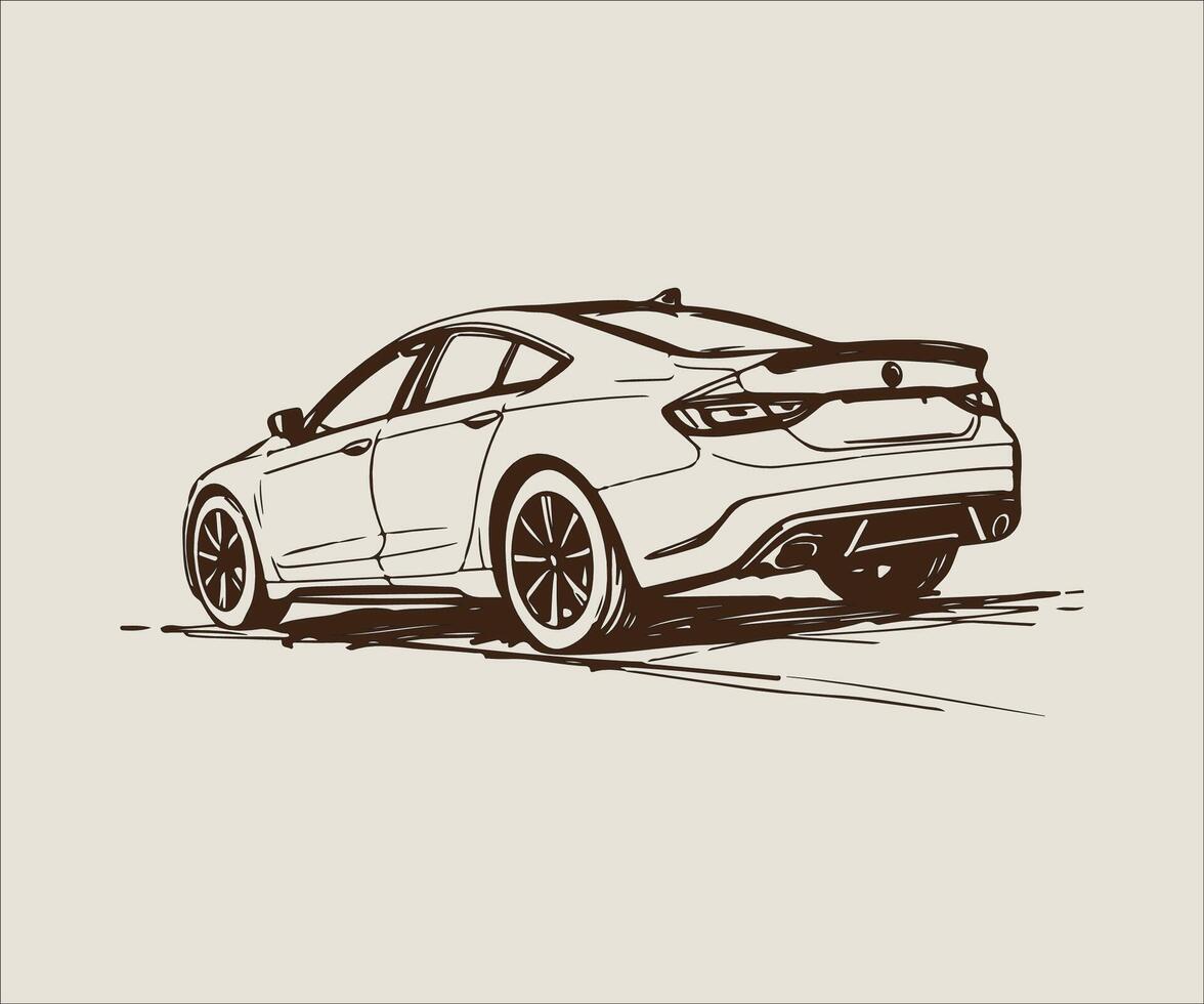sketch of a car on a beige background vector