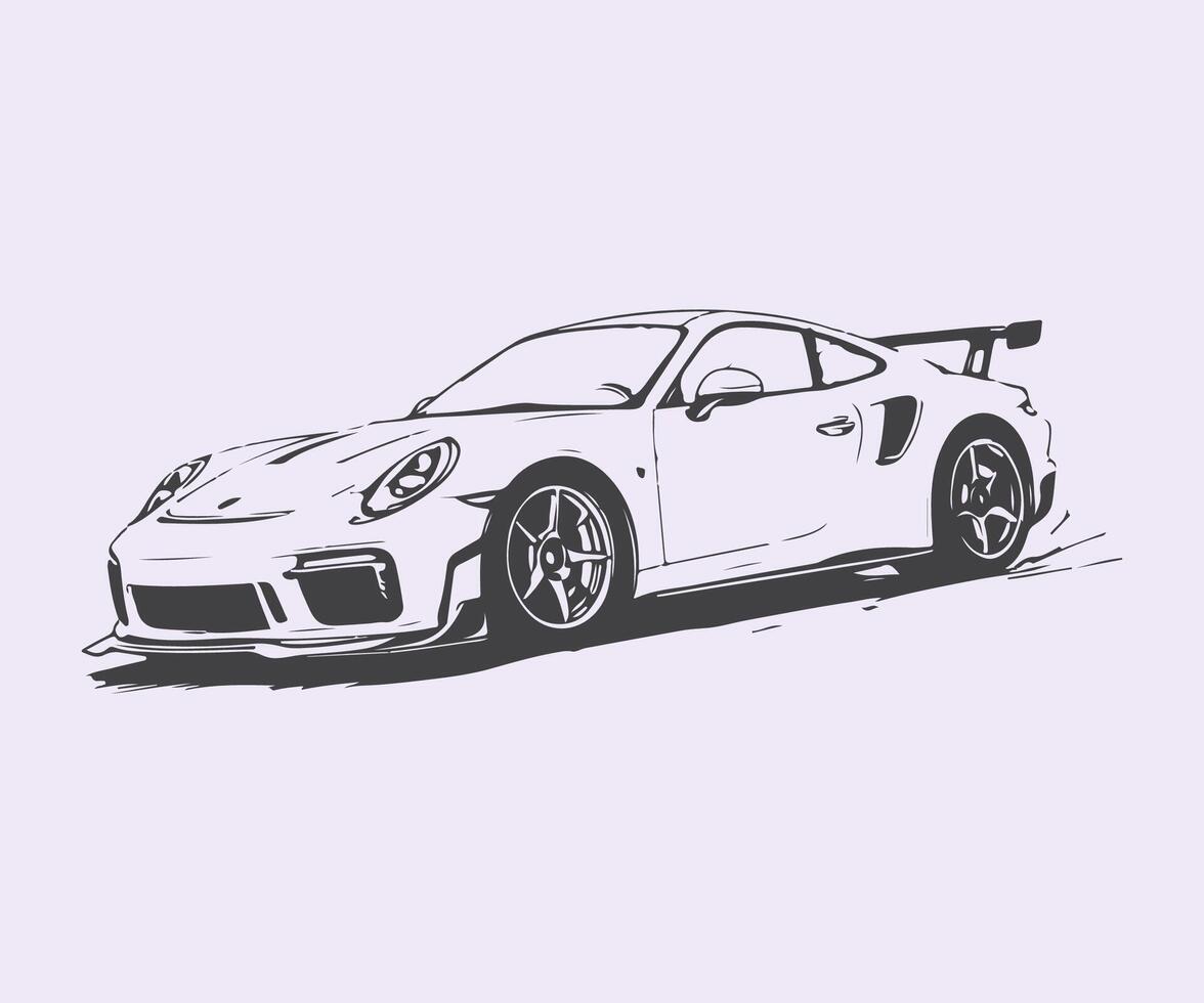 a drawing of a outline sports car vector