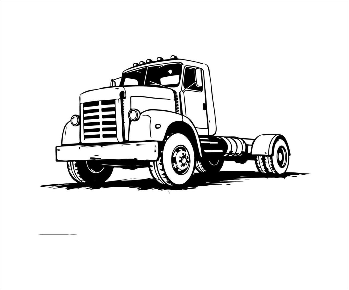 a black and white drawing of a truck vector