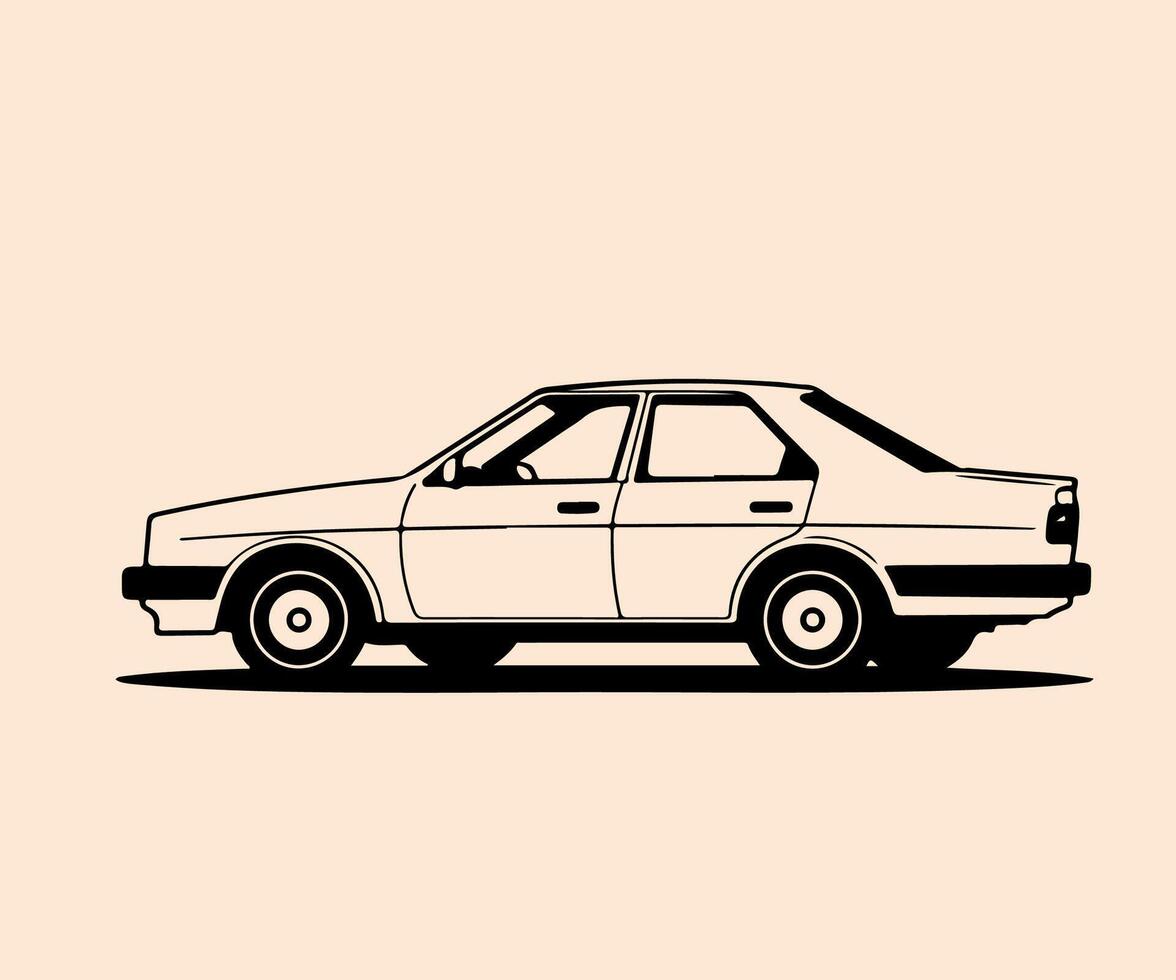 a black and white drawing of a car vector