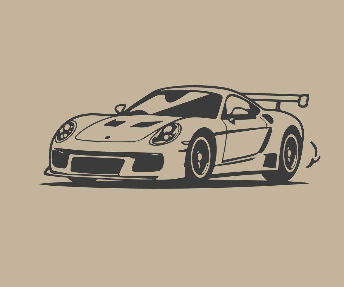 outline a black and white drawing of a race car illustration vector