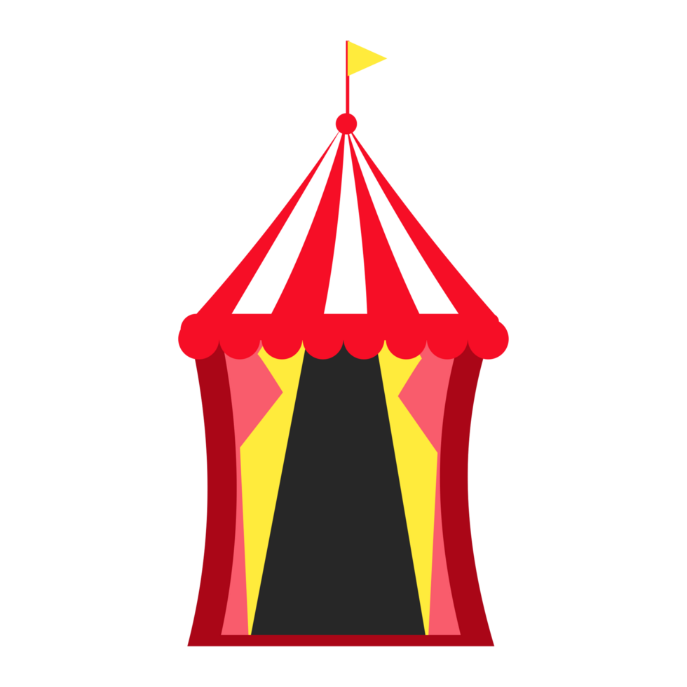 a circus tent with a black door and a yellow flag png