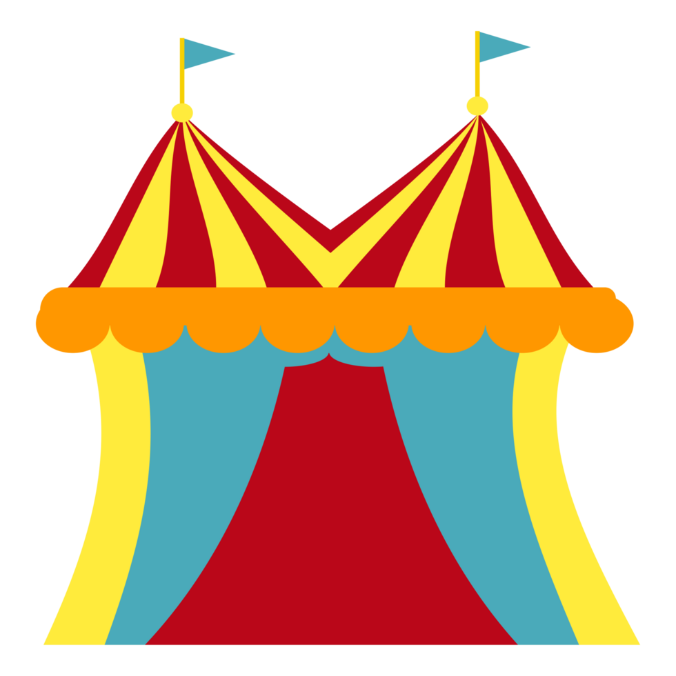 a circus tent with a red, yellow and blue striped top png