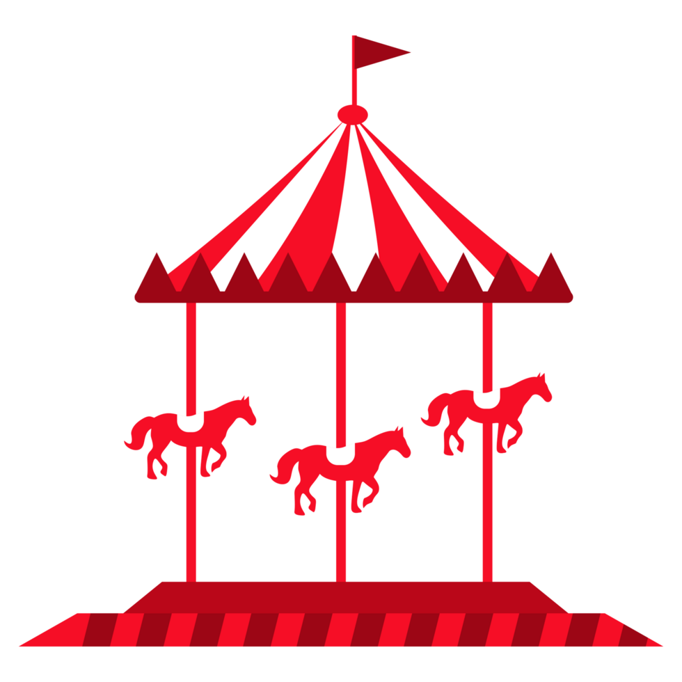 a red and white carousel with horses on it png