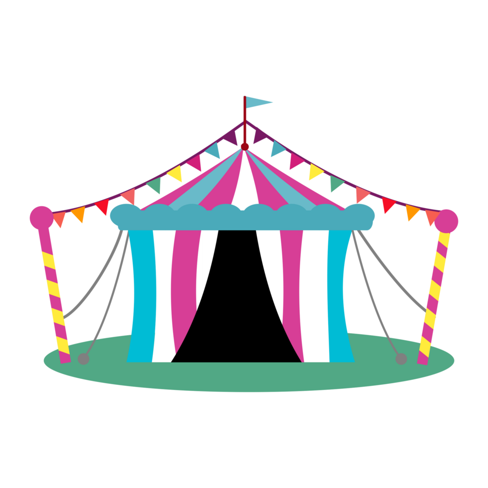a circus tent with a colorful tent on a transparent background png