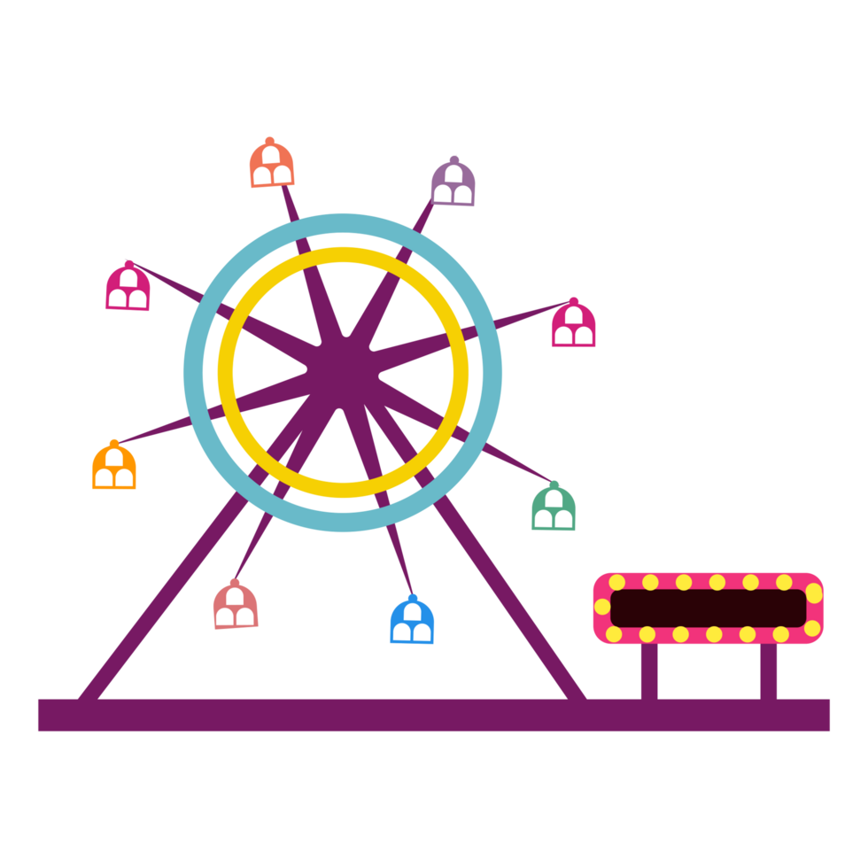 ferris wheel icon, flat style, isolated on transparent background png