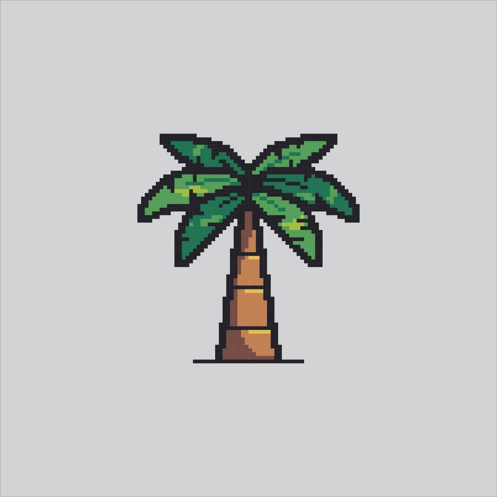 Pixel art illustration Palm Tree. Pixelated Desert Tree. Desert Palm Tree Icon pixelated for the pixel art game and icon for website and game. old school retro. vector