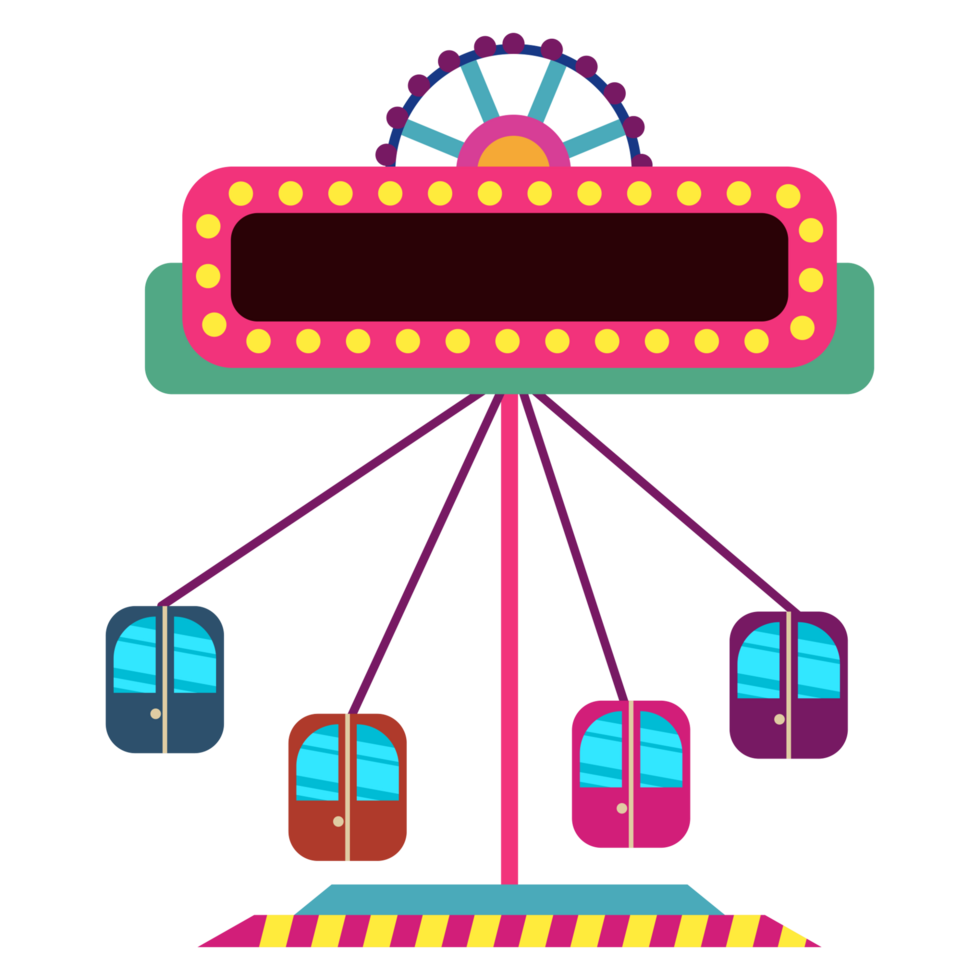 amusement ride with a sign and a ferris wheel png