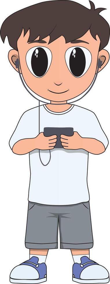 A funny boy wearing a gadget vector