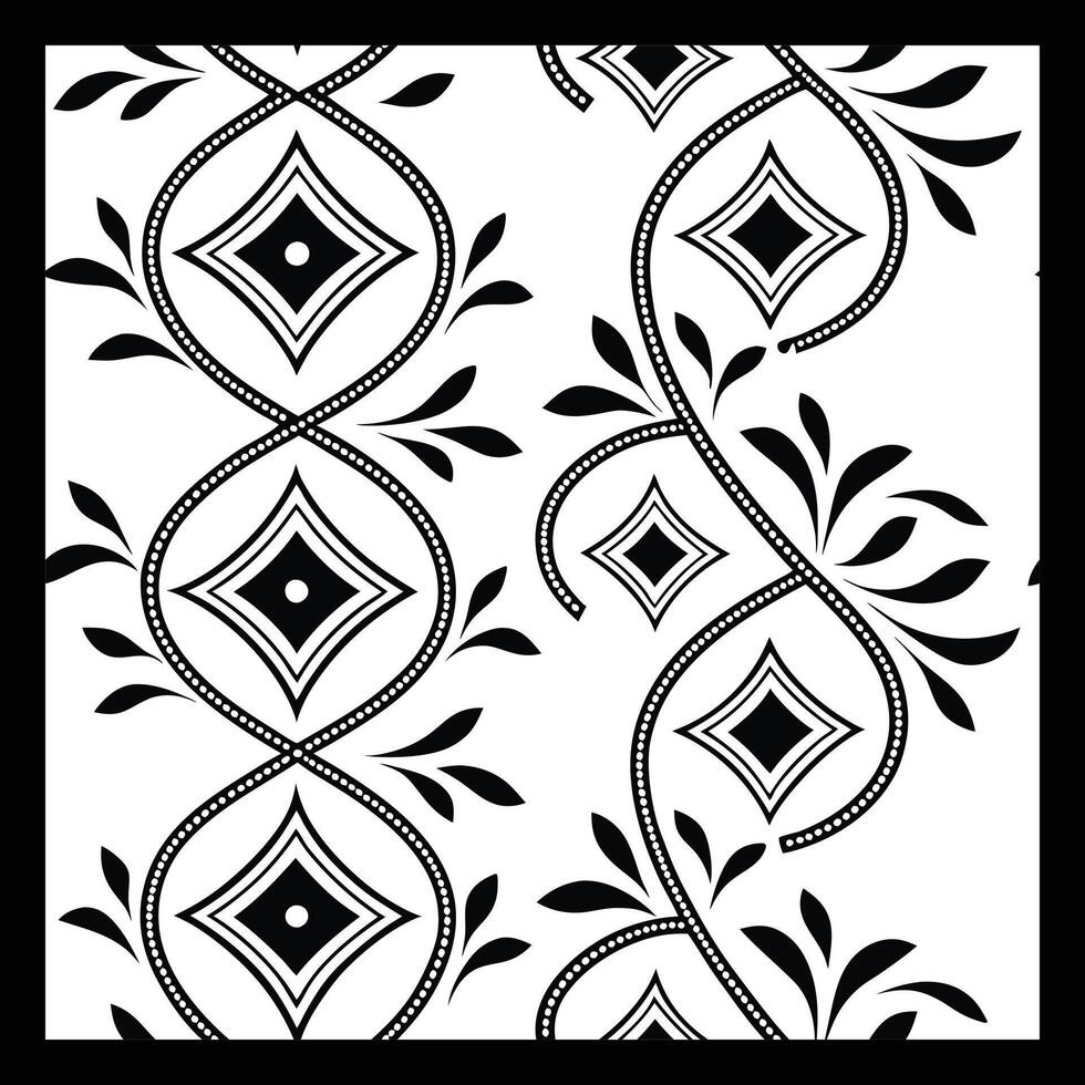 a black and white pattern with a diamond design.Luxury Black and White Ornamental Pattern vector