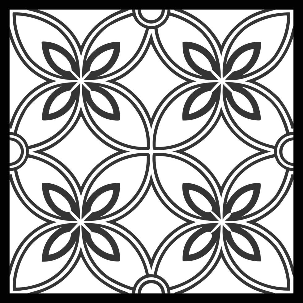 a black and white design with a flower pattern. vector