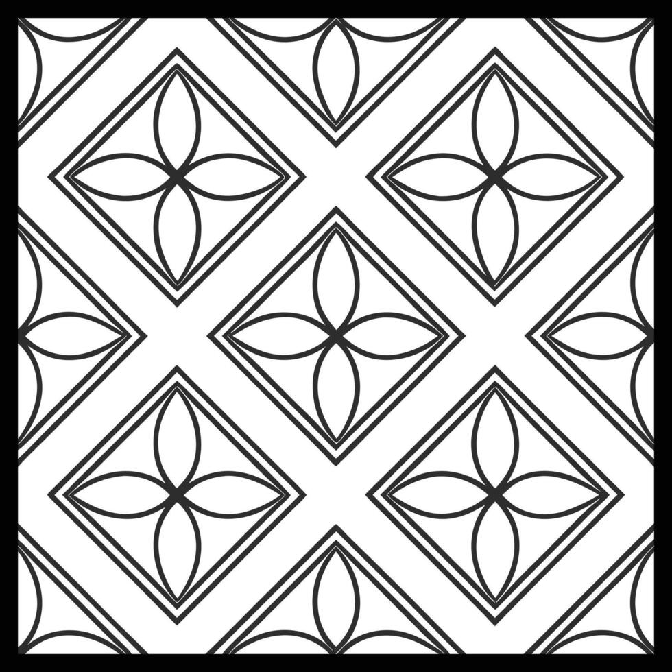 a black and white square pattern with a flower design vector