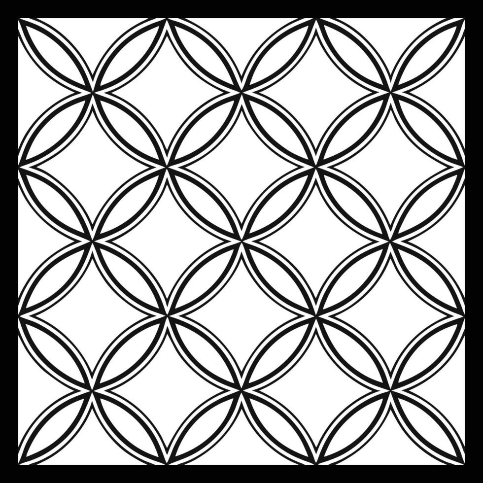 a black and white drawing of a geometric pattern. Seamless Black and White Ornamental vector