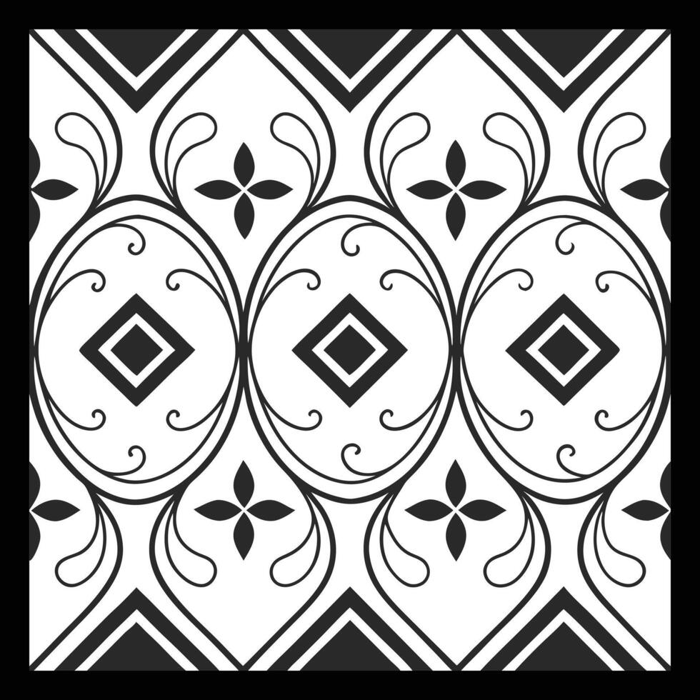 a black and white pattern with a diamond design. Classic Ornamental Black and White Pattern vector