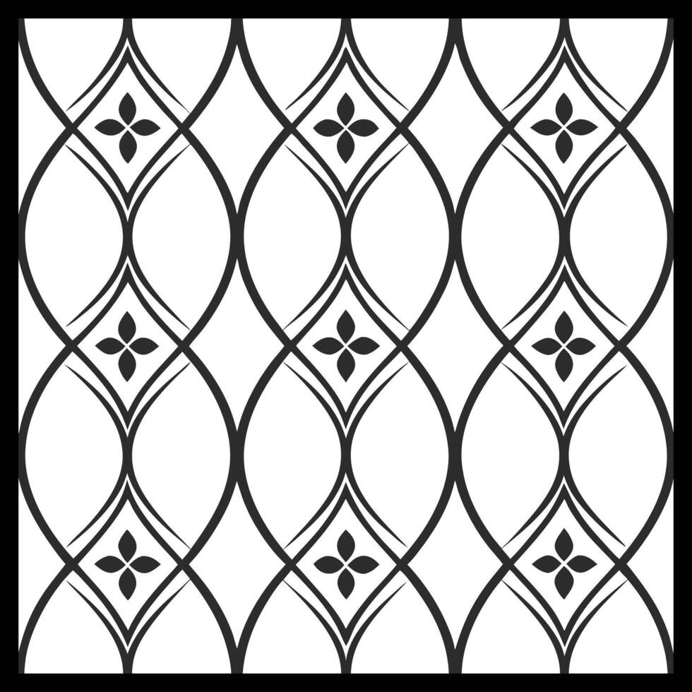a black and white design with a pattern of black and white flowers. vector