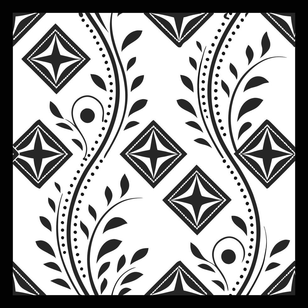 a black and white pattern with a diamond design. Luxury Ornamental Floral Pattern vector