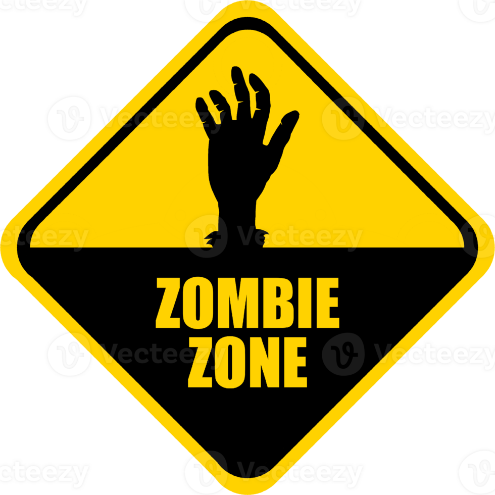 Zombie hand road sign png
