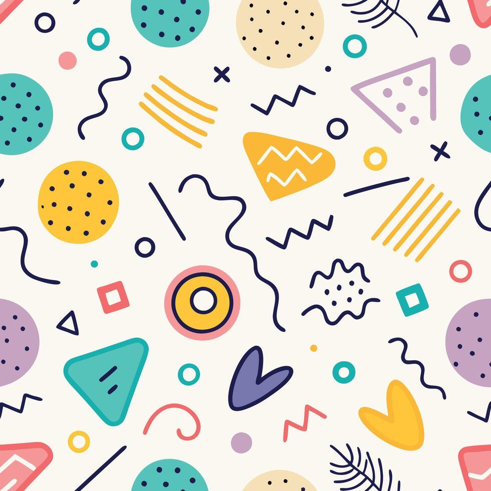 seamless pattern with colorful geometric shapes and shape on a white backgrounds vector