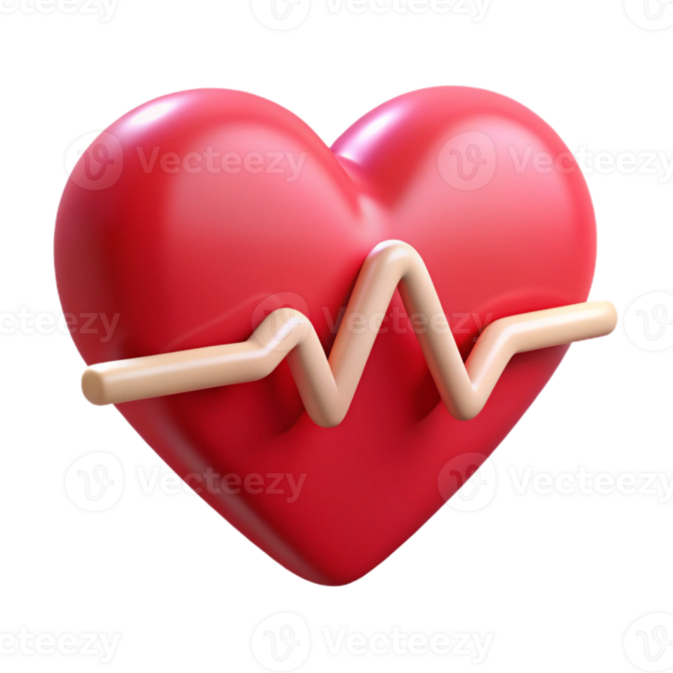 Heart Shape with Pulse Line for Health Monitoring png