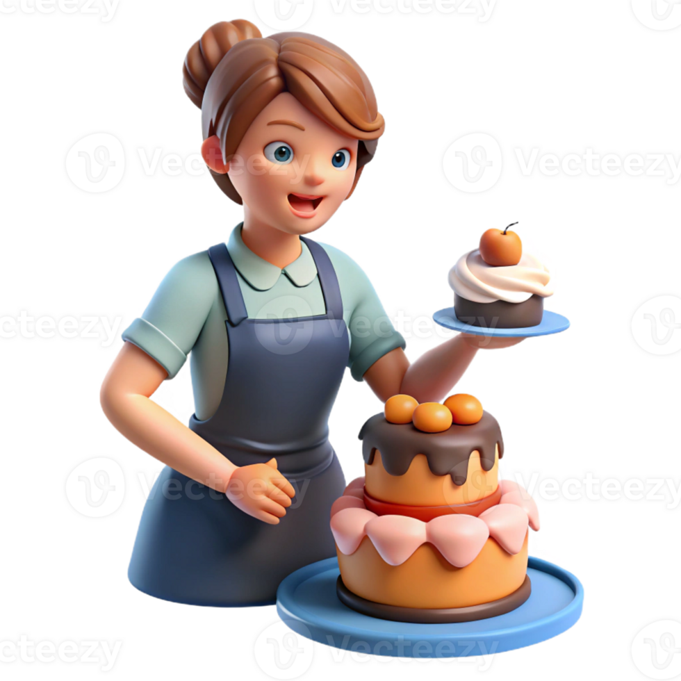 Chef Decorating Cake with Icing for Presentation png