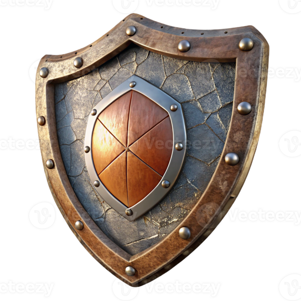 Medieval Shield with Bronze and Steel Design png