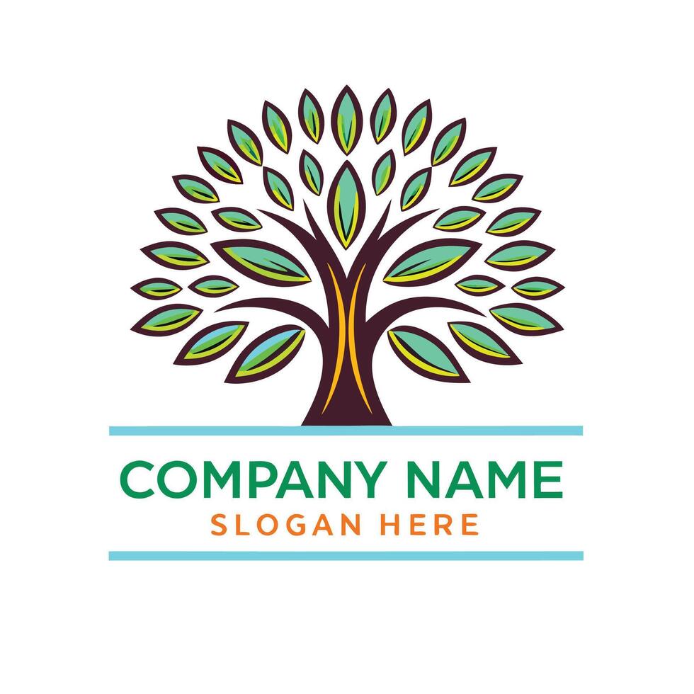 a tree logo with leaves and branches on a white background vector
