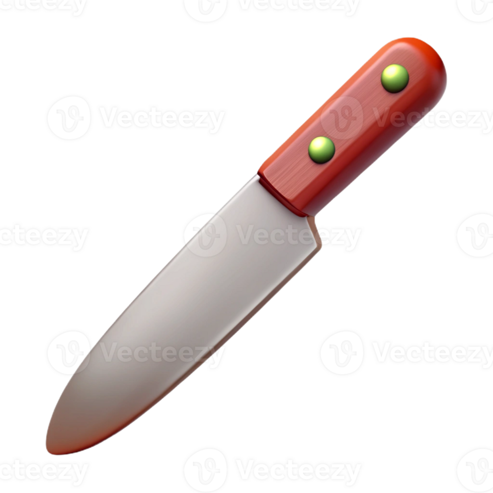Sharp Chef Knife with Red Handle for Kitchens png
