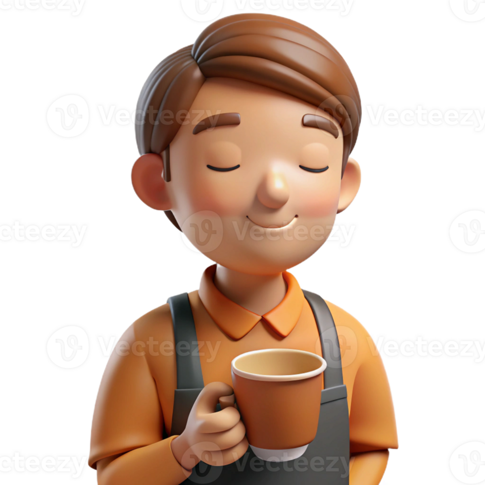 Barista Holding Coffee Cup for Serving png