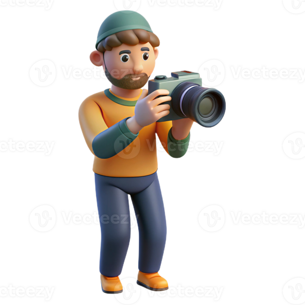 Standing Photographer with Camera for Photography Work png