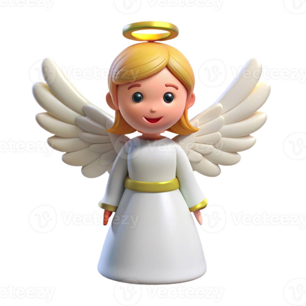 Beautiful Angel with Halo and White Wings png