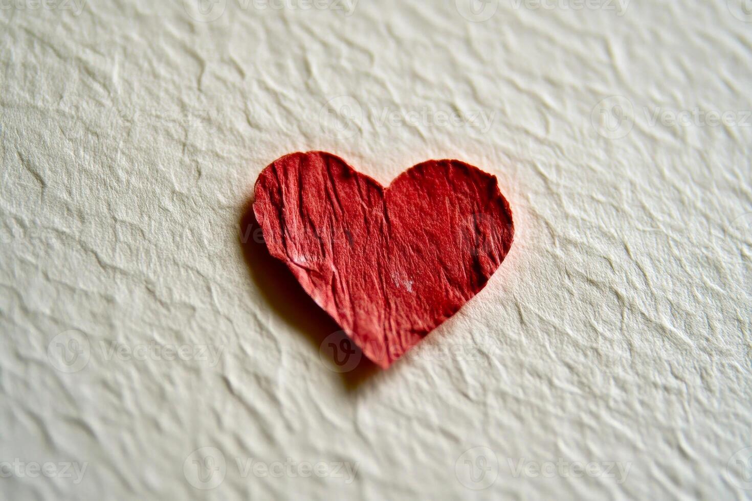 Vibrant red heart art piece celebrates love on a clean white canvas in a minimalistic design for Valentine's Day photo