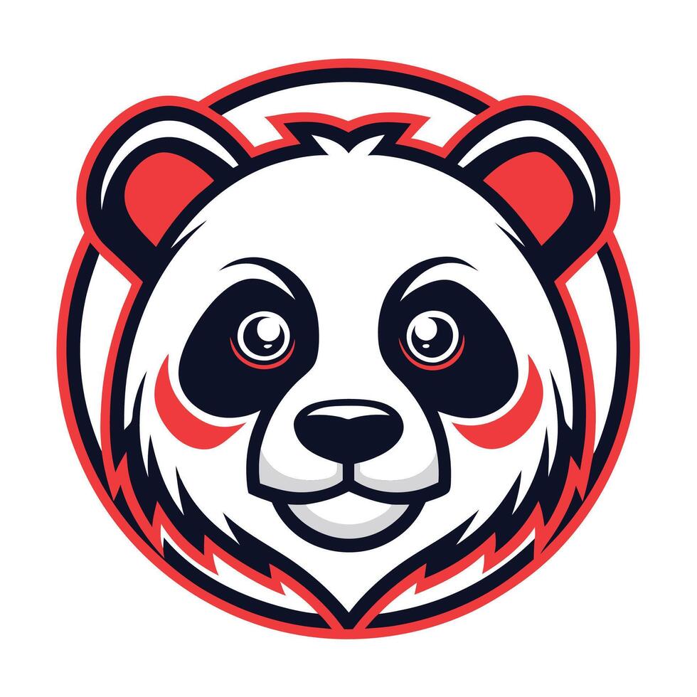 a panda bear head in a circle on a white background, vector