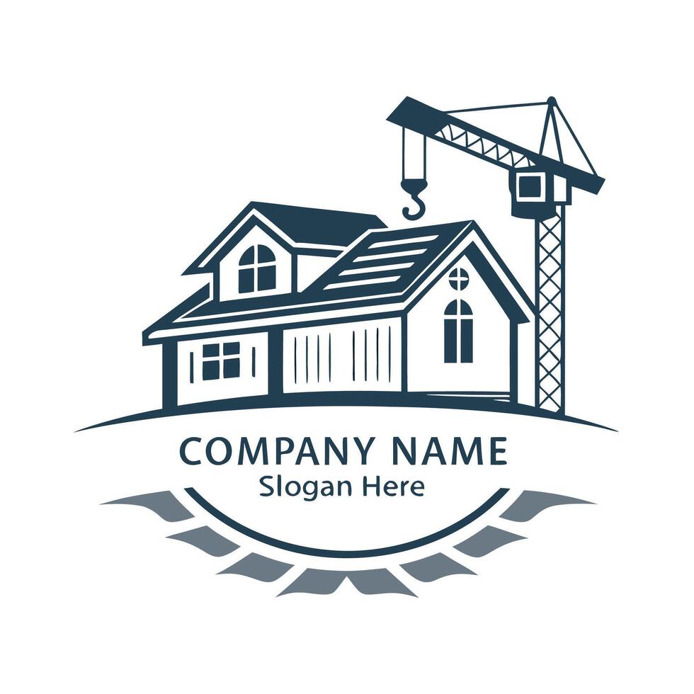 a house with a crane on it and a crane on the roof on a white background vector