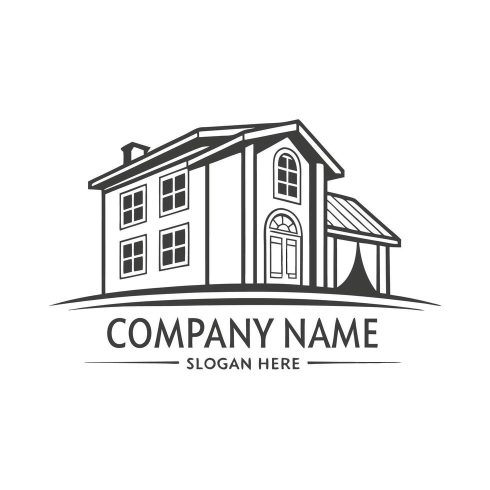 a house logo with a window and dooron a white background vector