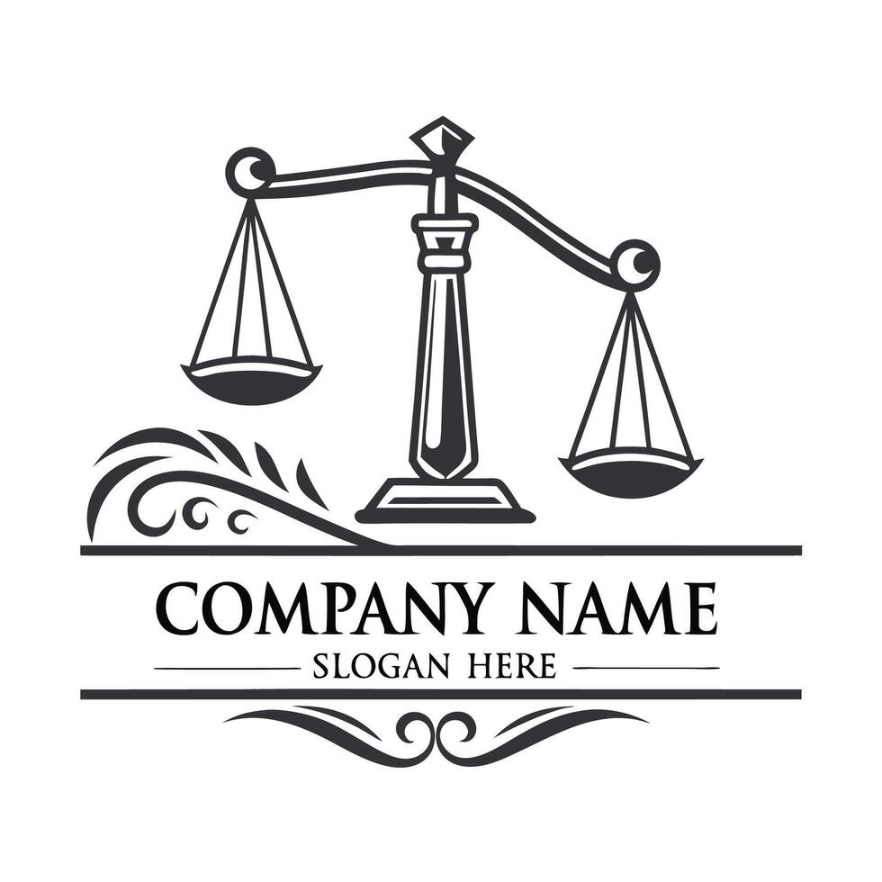 a justice scale logo with a black and white design on a white background vector