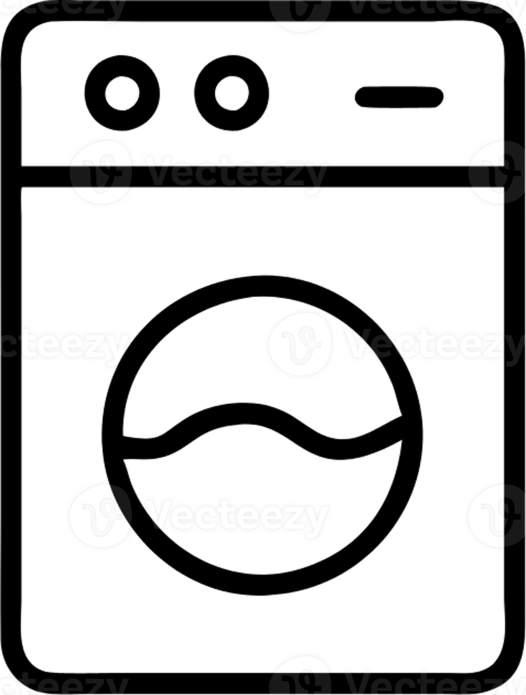washing machine in outline icon style, homes and Residences theme. png