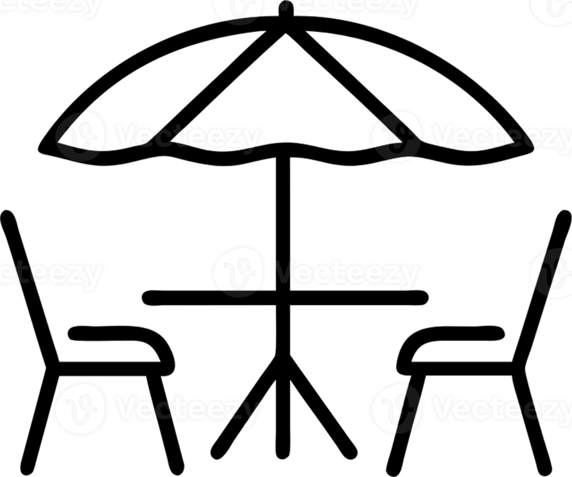 Garden chair set in outline icon style, homes and Residences theme. png