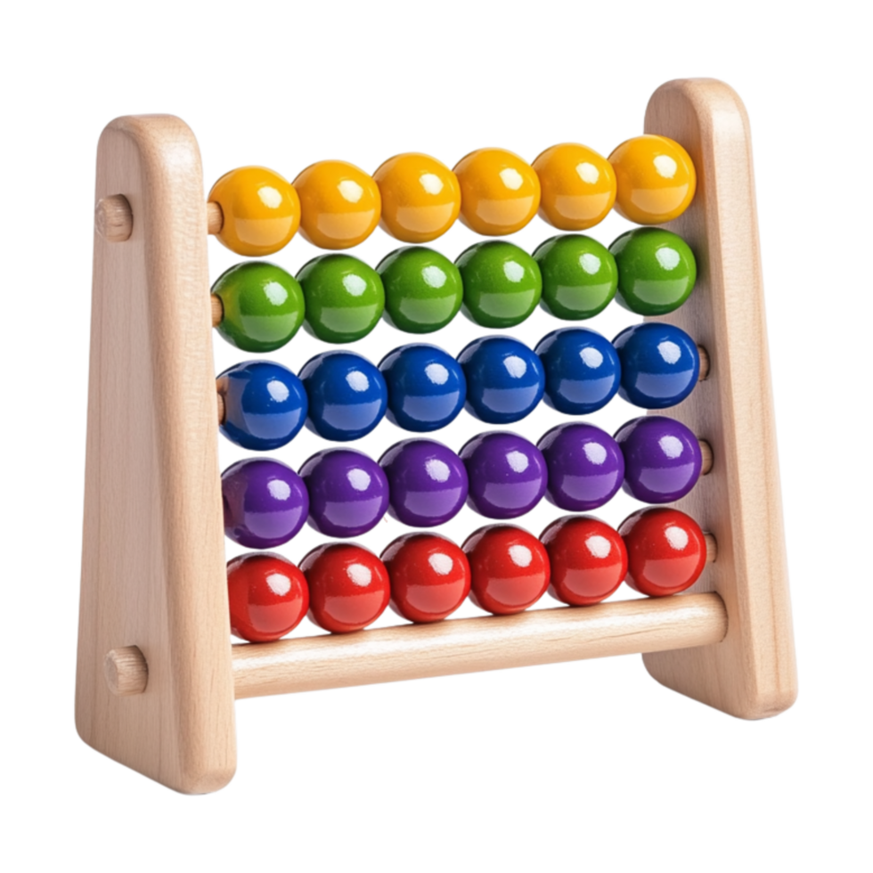 Abacus wooden toy with colorful beads png