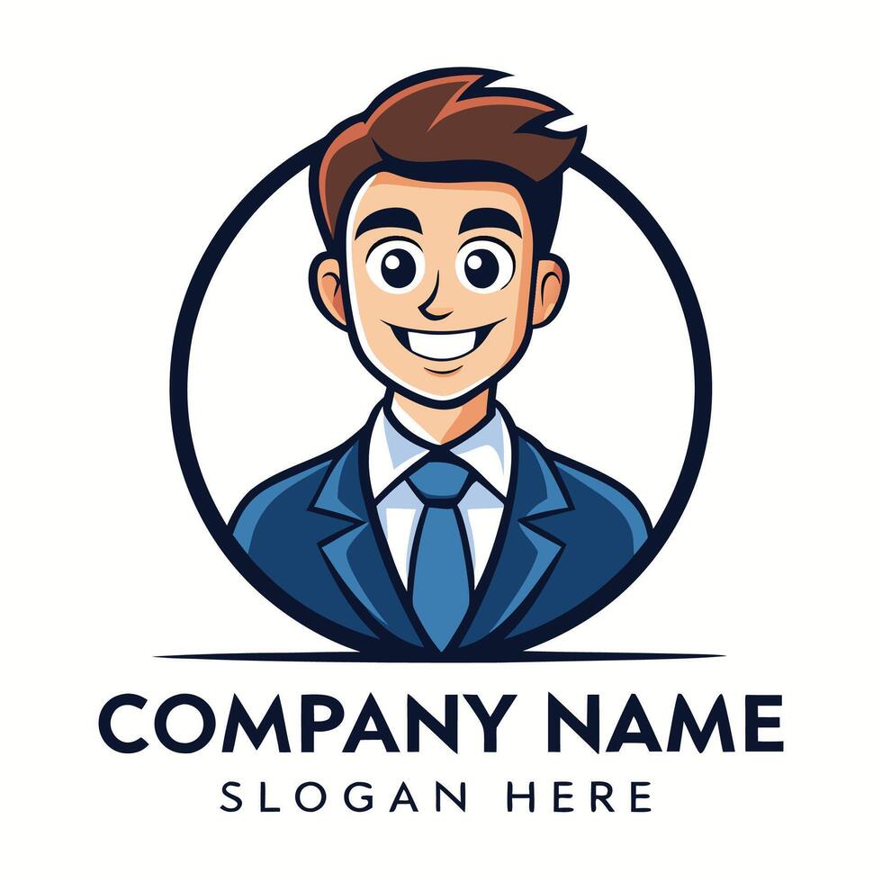 a man in a suit and tie logo on a white background vector