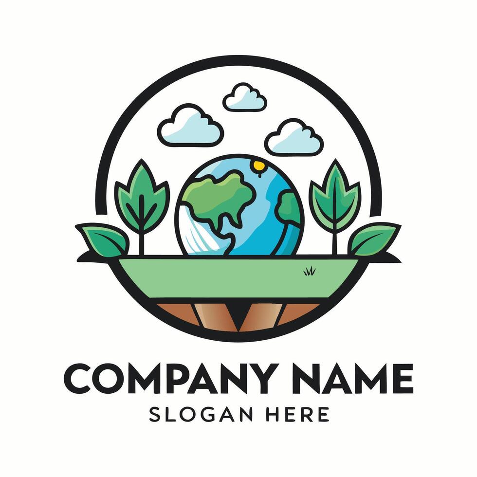 earth globe logo design on a white background vector