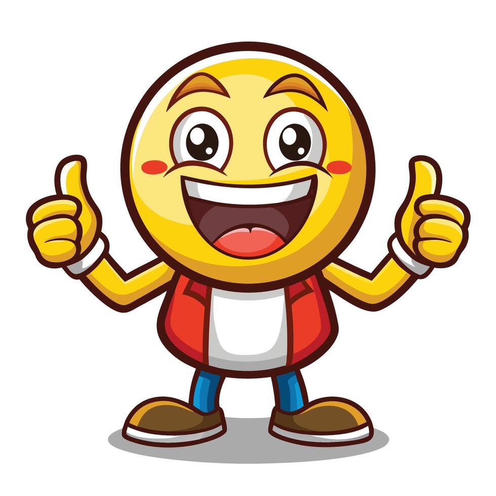 emoticon character with thumbs up illustration white background vector