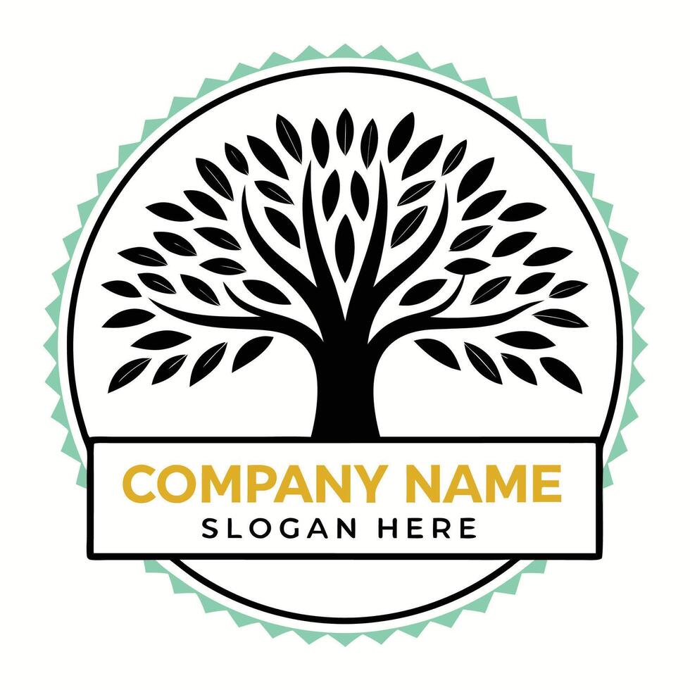 a logo for a company that has a tree in the middle on a white background vector