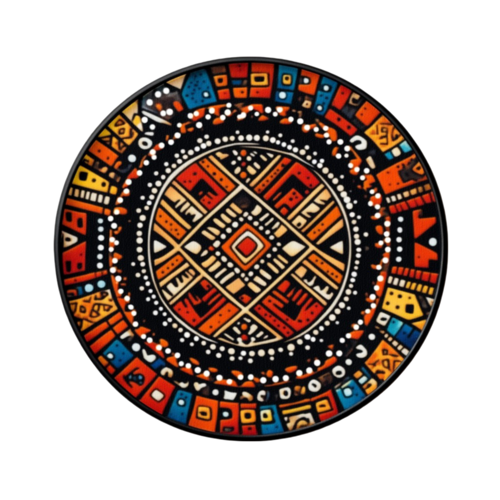 Handcrafted African Plate with Colorful Pattern On Transparent Background png