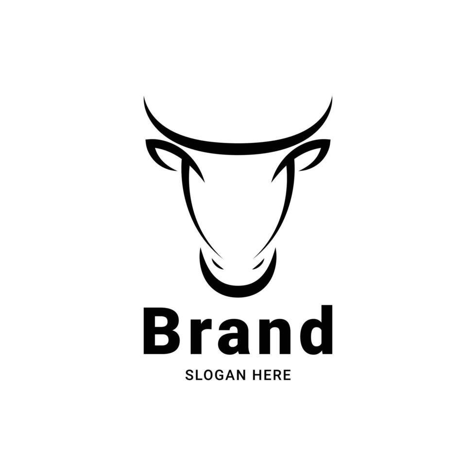 cow head line art logo design creative idea vector