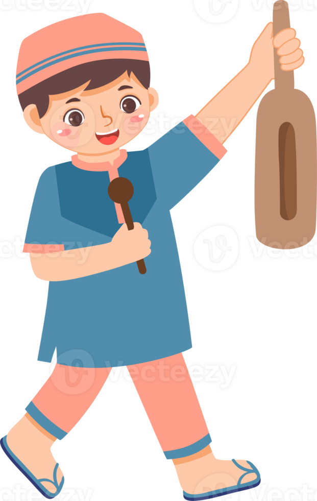 A cartoon boy holding a bottle and a spoon png