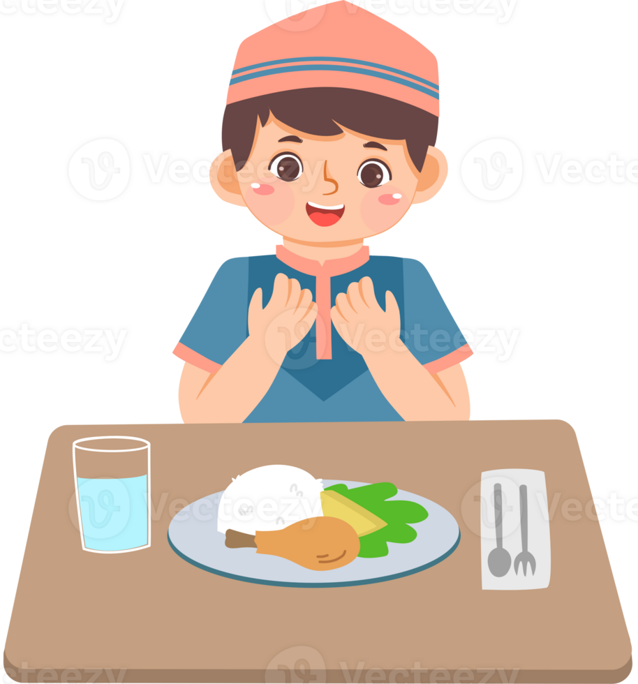 Muslim kid having iftar png