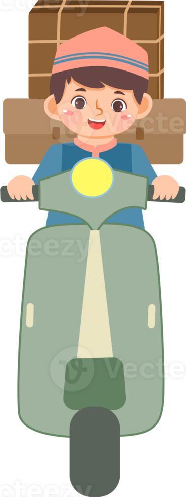 A man on a scooter with a load of wood png