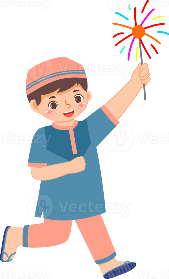 A cartoon boy holding a sparkler png
