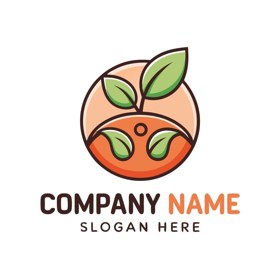 an orange and leaf logo design on a white background vector