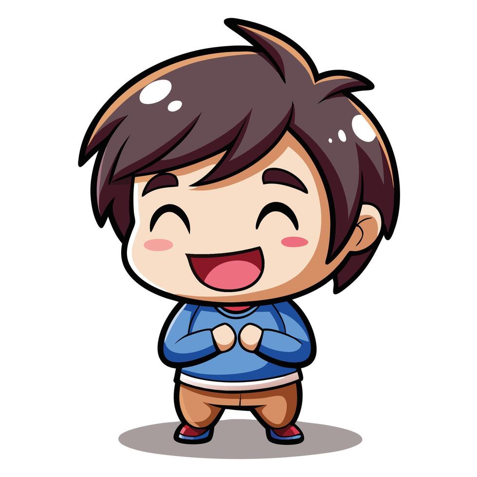 a cartoon boy with a big smile on a white background vector